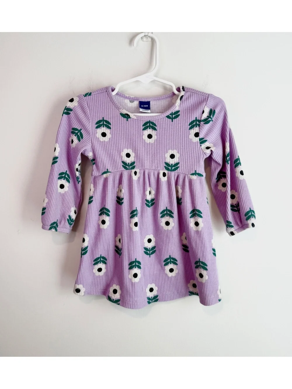 Old Navy Baby Girl Purple Floral Long Sleeve Dress 12-18 Months